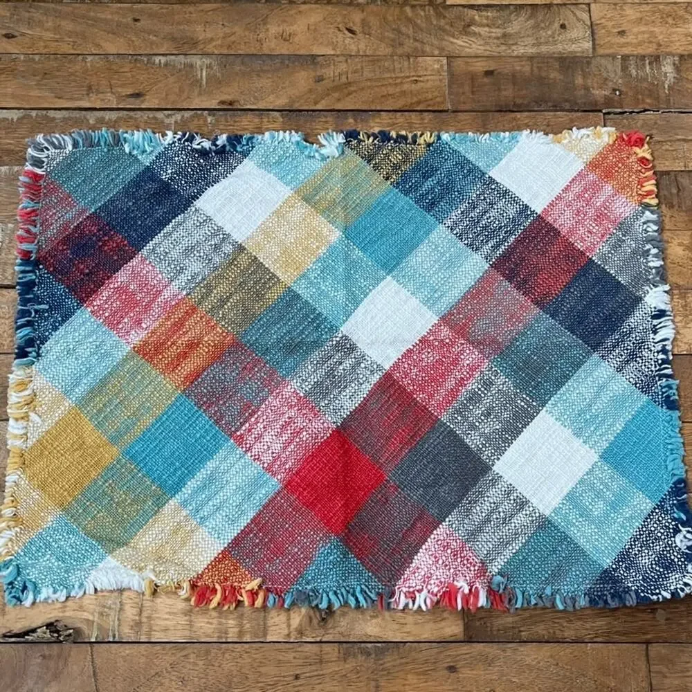 Threshold Cotton Multi-Color Woven Plaid Placemats 18